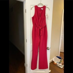 Bright pink pantsuit socialite